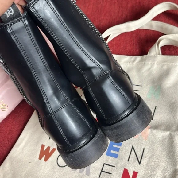 DEMONIA BOLT-200 | BLACK VEGAN LEATHER COMBAT BOOTS - Picture 8 of 12